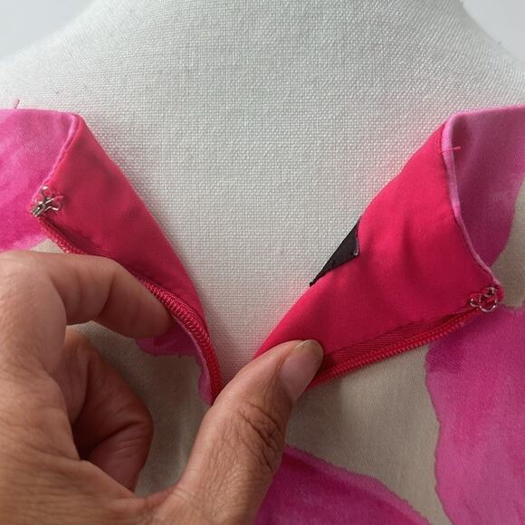 JONES NEW YORK Size 10 Tan Pink Floral Dress - Picture 8 of 15